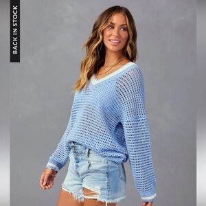 Vici Light Blue V-Neck Sweater